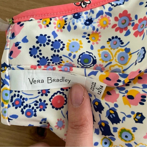 Vera Bradley Coral Floral Print Harper High-Neck Reversible Bikini Top L 12-14 - Picture 12 of 16